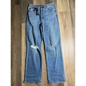 Fashion Nova Cut Above The Rest Straight Leg Jeans Womens 9 Blue NEW Distressed